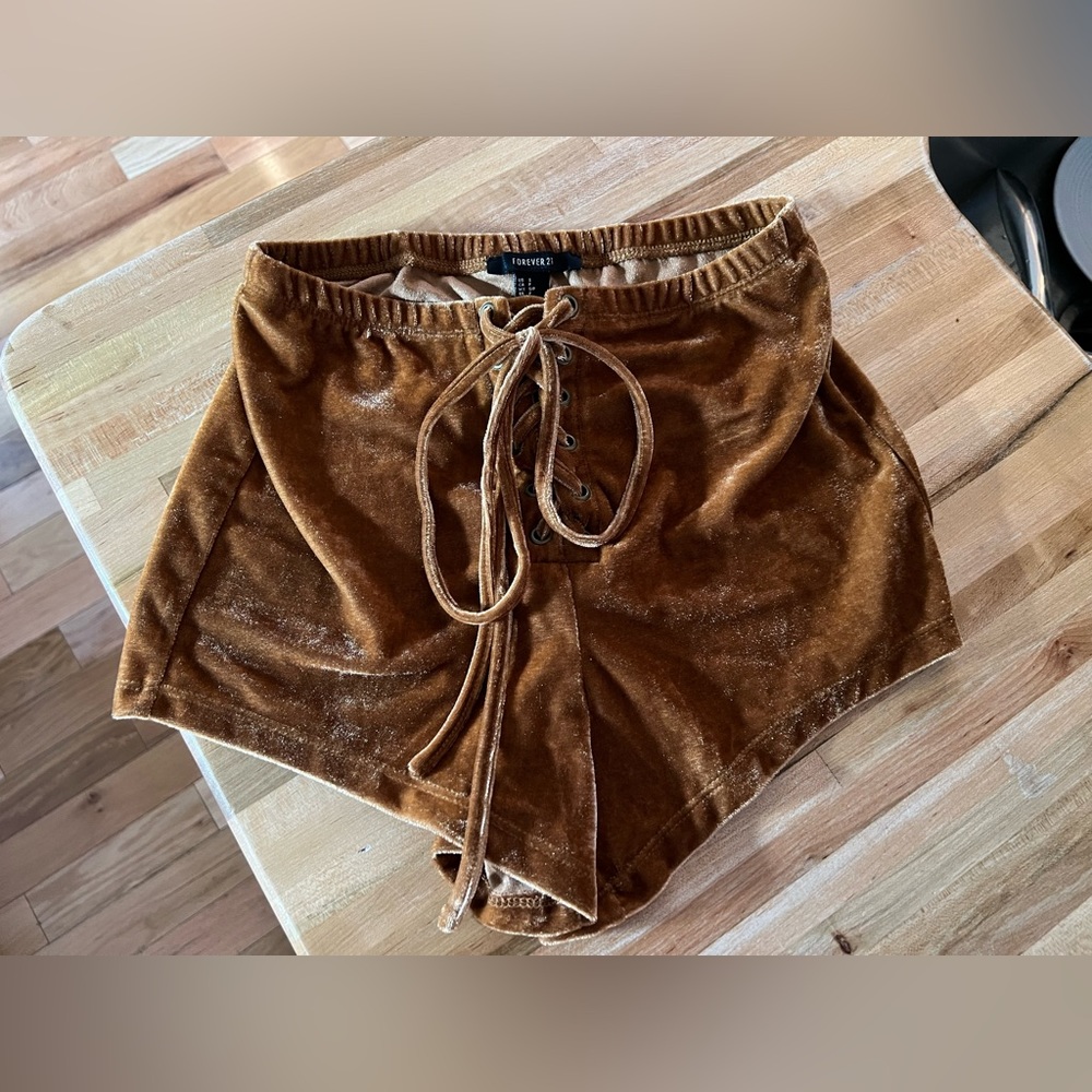 Velvet lace up booty shorts